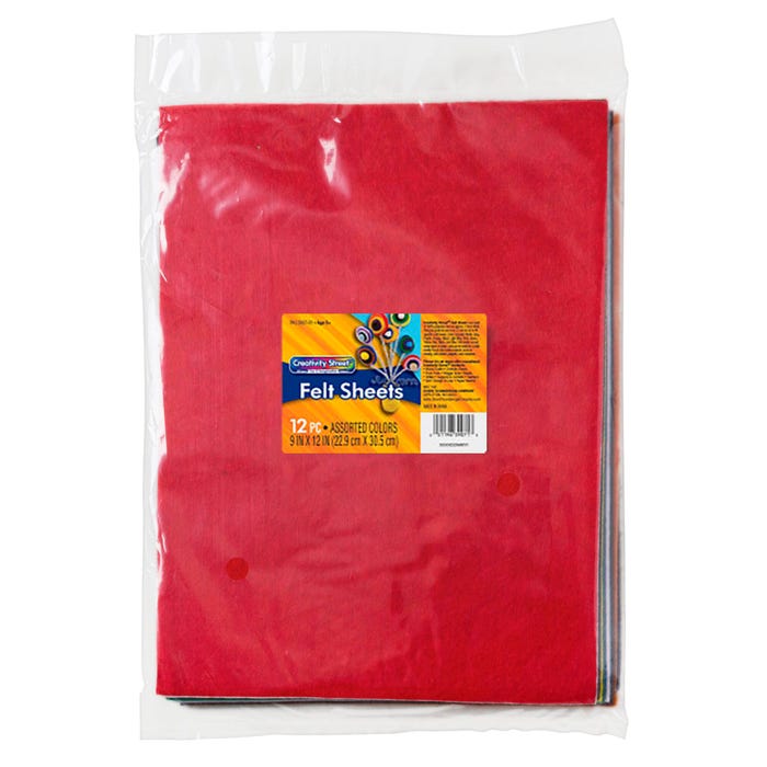 Creativity Street Felt, 9 x 12 Inches, Assorted Colors, 12 Sheets