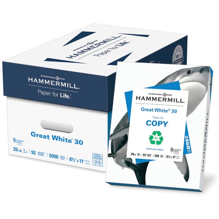 Hammermill Recycled Copy Paper, 8-1/2 x 11 Inches, White, 5000 Sheets