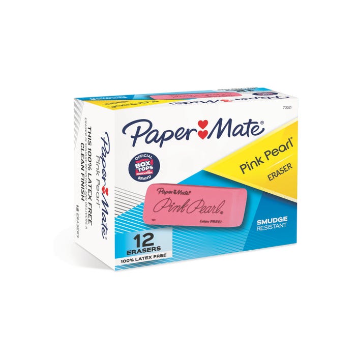 Paper Mate Pink Pearl Eraser, Large, Pack of 12
