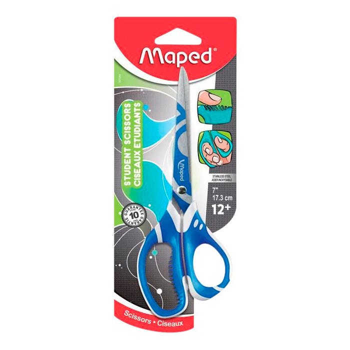 Maped Zenoa Fit Student Scissors, 7 Inches, Pointed Tip, Assorted Colors