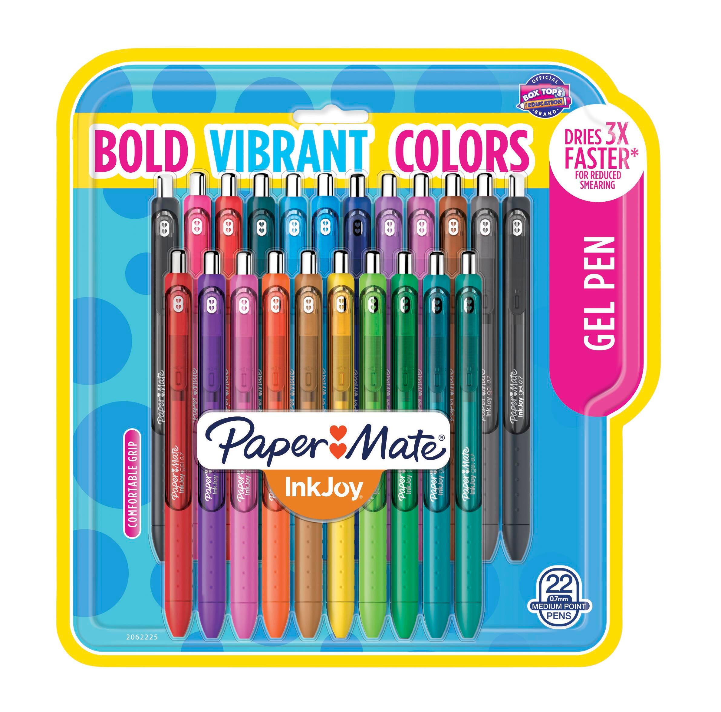 Paper Mate InkJoy Retractable Gel Pens, Medium Point, 0.7 mm, Assorted Colors, Pack of 22 2021394