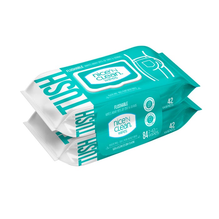 Nice ’n Clean Flushable Wipes, EcoFlush, 84 Count