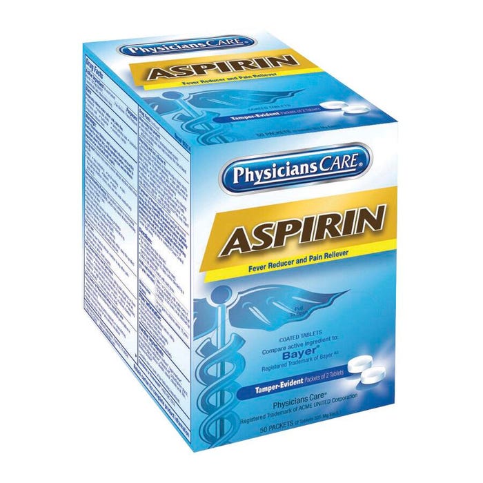 Acme PhysicansCare Aspirin, Pack of 2, 50 Pack/Box