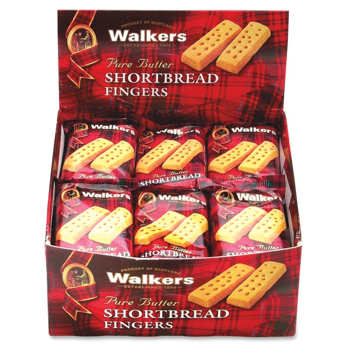Office Snax Walkers Fingers Shortbread Cookie - Individual Packed, 1.4 oz, Pure Butter, Pack of 24