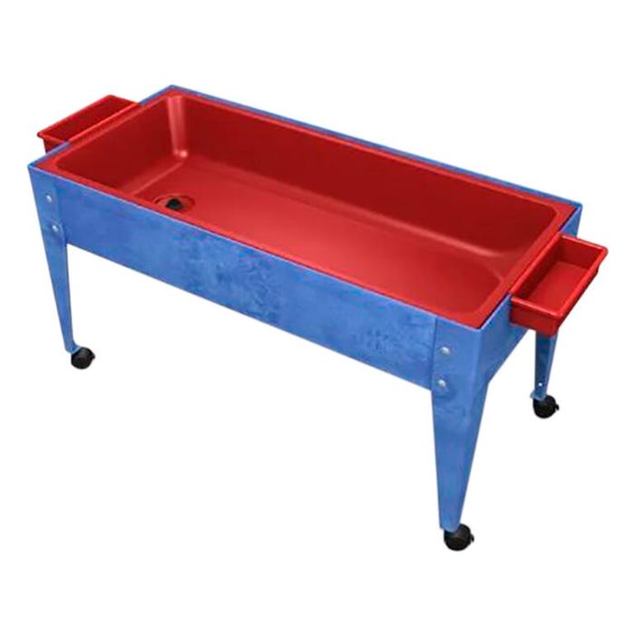 ChildBrite Indoor/Outdoor Super Sand and Water Activity Table with Lid and Solid Liner, 46 x 21 x 24 Inches, Blue/Red