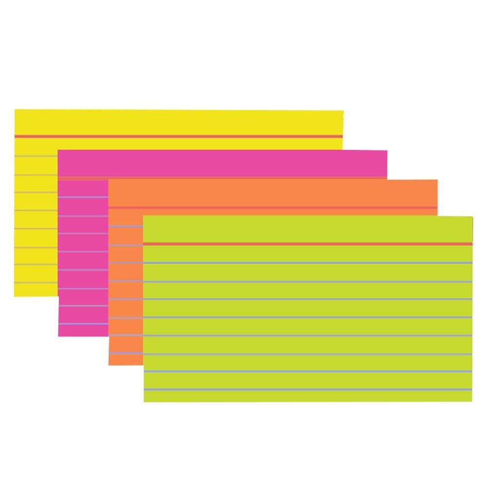 Image for School Smart Ruled Index Cards, 3 x 5 Inches, Assorted Neon, Pack of 100 from School Specialty