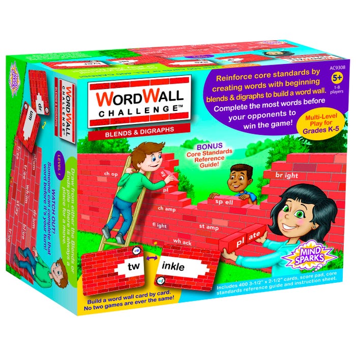 Mind Sparks WordWall Challenge Card Game, Blends & Digraphs