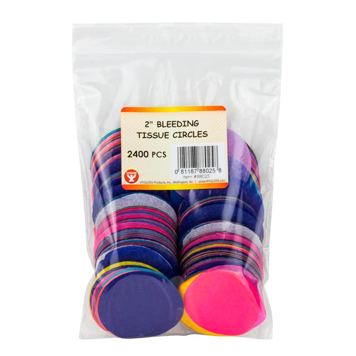 Hygloss Bleeding Tissue Paper Circles, 2 Inches, Assorted Colors, 2400 Pieces