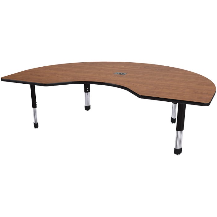 Classroom Select Activity Table with Power, Adjustable Height, Kidney, 48 x 72 Inches