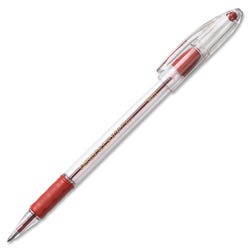 Pentel R.S.V.P. Refillable Ballpoint Pen, 1 mm Medium Tip, Red Ink, Clear Barrel, Pack of 12, Item Number 077364