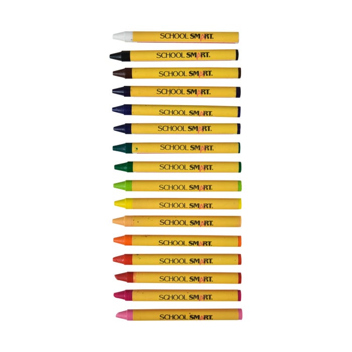 School Smart Crayons, Standard Size, Assorted Colors, Set of 16