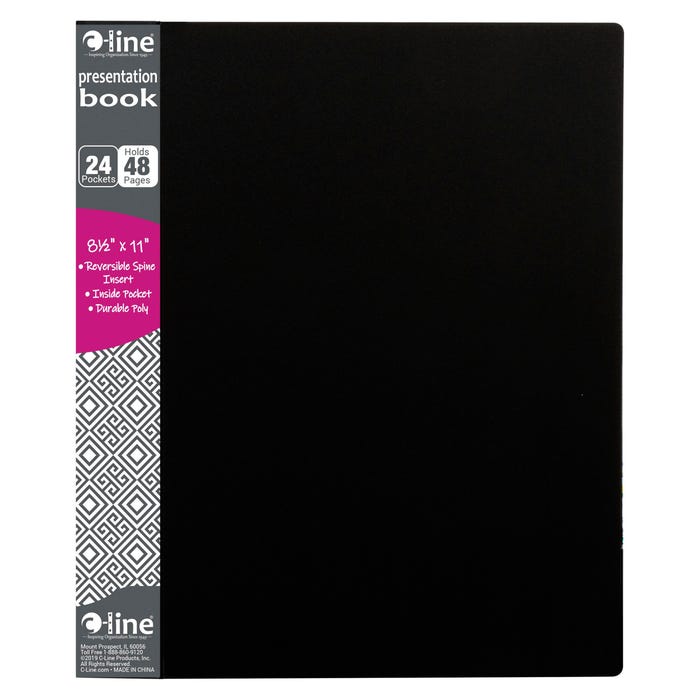 C-Line Bound Sheet Protector Presentation Book, Letter Size, 24 Pocket, Black