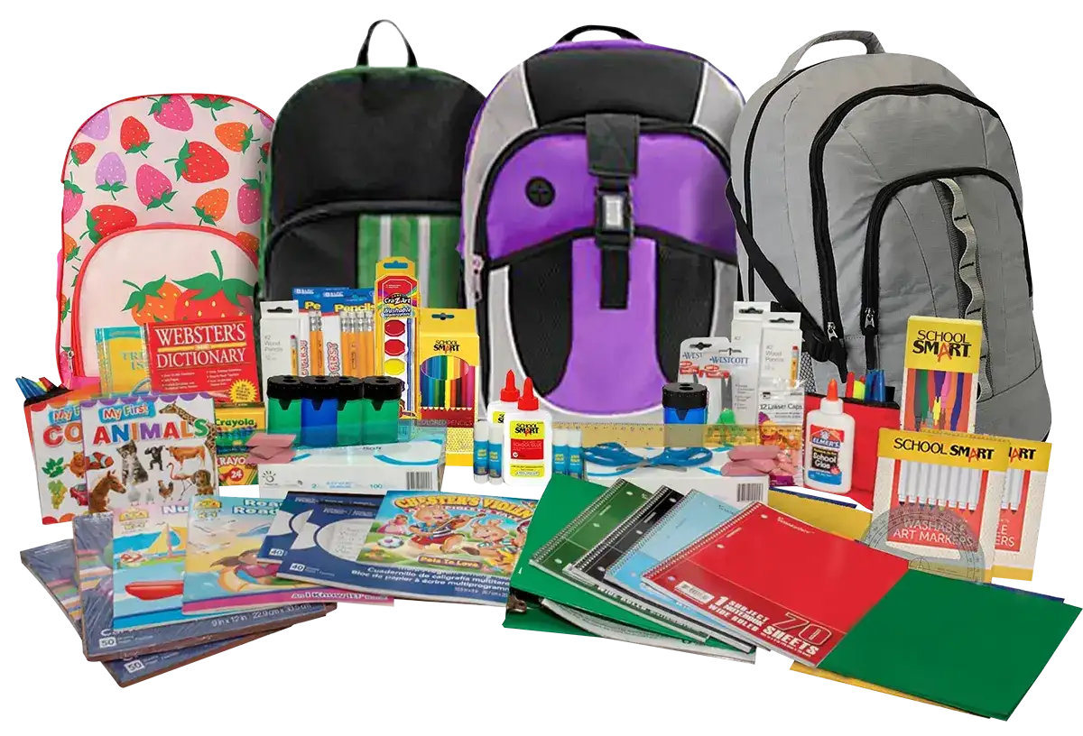 product bundle with backpack and school supplies