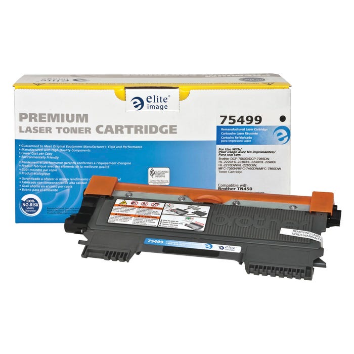 Elite Image Ink Toner Cartridge for Brother TN450, Black