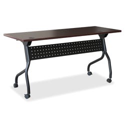 Lorell Mahogany Flip Top Training Table, 48 x 23-5/8 x 29-1/2 in, Mahogany/Black