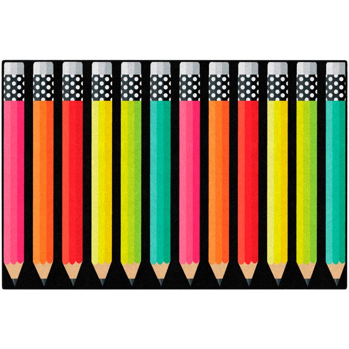 Flagship Carpets Black, White and Stylish Brights Pencil Carpet, Rectangle