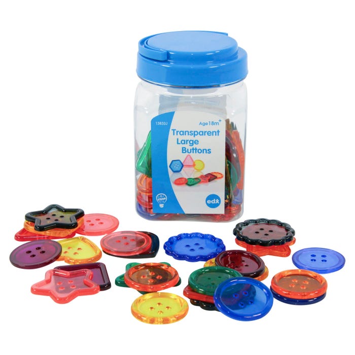 Edx Education Transparent Large Buttons, Set of 62