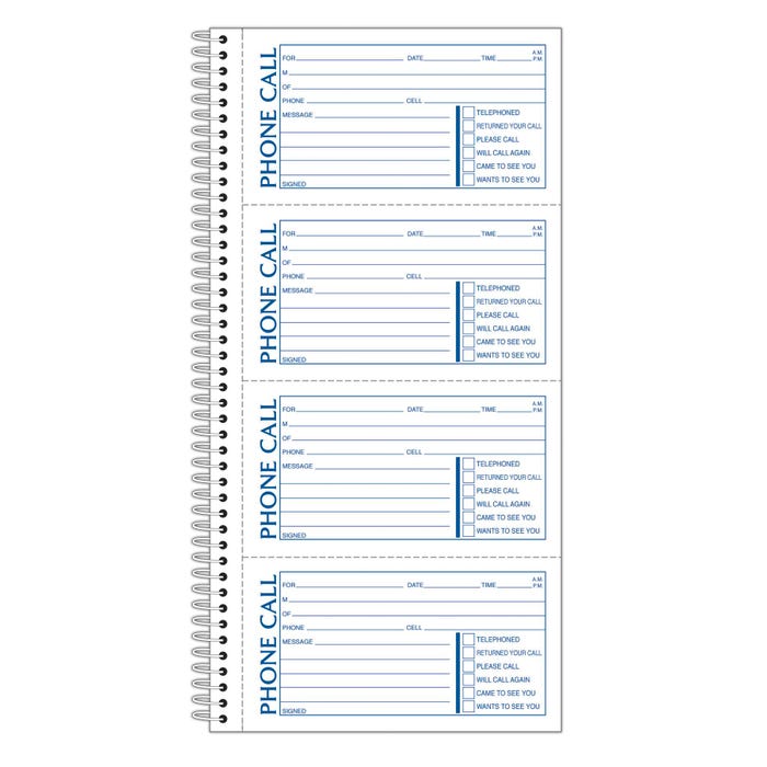 TOPS Phone Message Book, Carbonless, 5-1/2 x 11 Inches, White, Set of 400