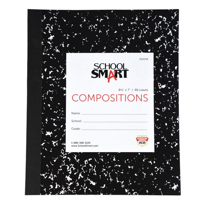 School Smart Flexible Cover Ruled Composition Book, 8-1/2 x 7 Inches, 48 Sheets
