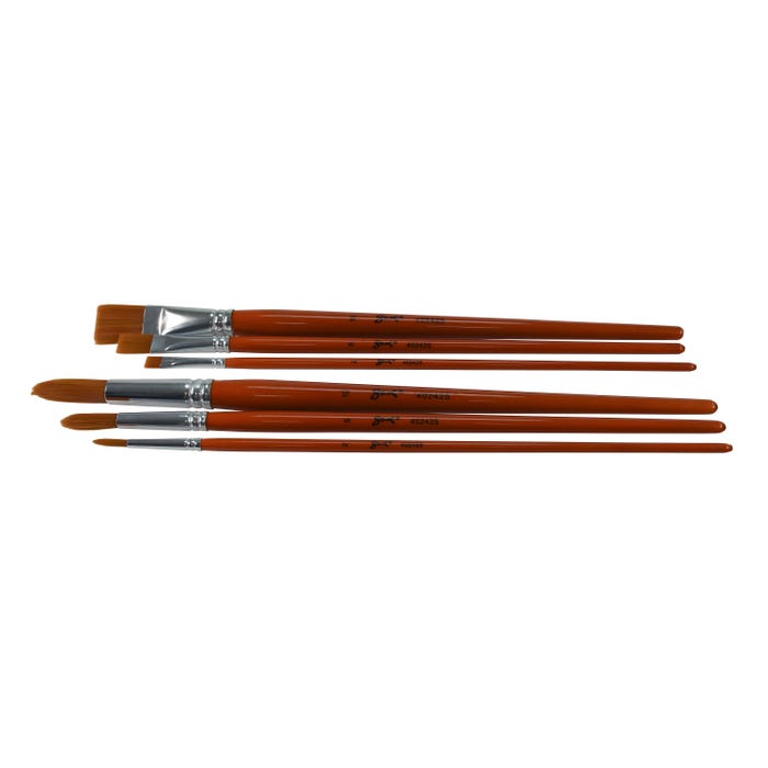 Sax Copper Acrylic Paint Brushes with Long Handles, Assorted Sizes, Set of 6