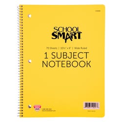 School Smart Wide Ruled Spiral Notebook, 8 x 10-1/2 Inches, 1 Subject, Yellow, 70 Sheets 2136686