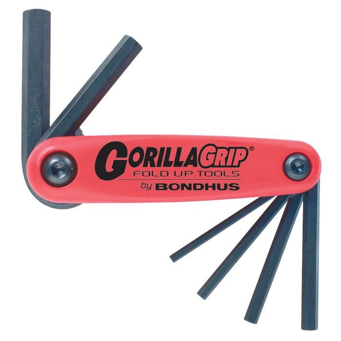 BONDHUS 12-Piece Hexagonal Wrench Set, 5/64 - 5/32 Inches, GorillaGrip Handle, Set of 12