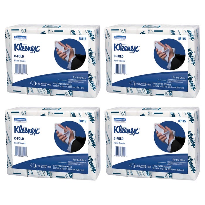 Kleenex C-Fold Paper Hand Towels, 150 Sheets, White, Pack of 16
