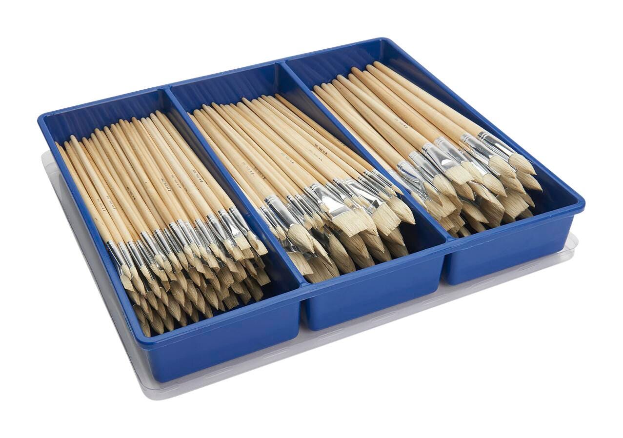 Image for Royal Brush® Economy Assortment of White Bristle Rounds and Flats - 144 Brushes from School Specialty