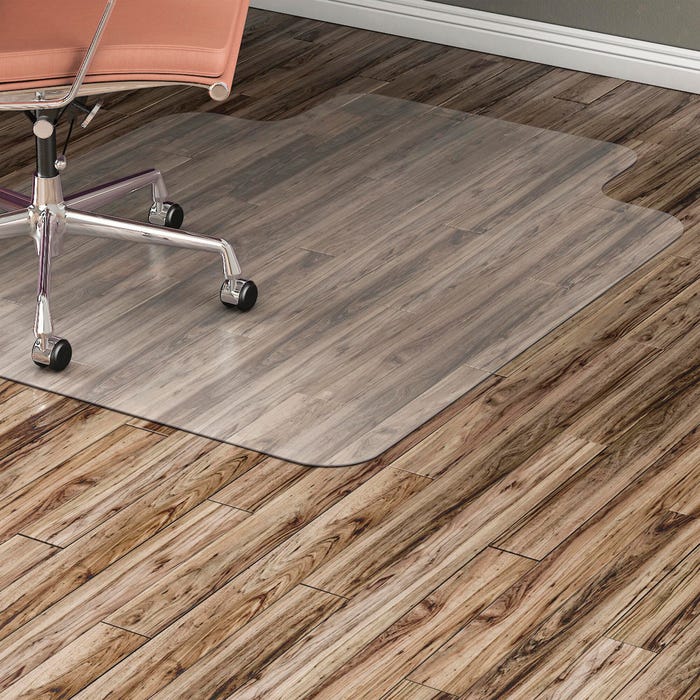 Lorell Hard Floor Chair Mat, 45 x 53 Inches, Lip 25 x 12 Inches, 1/16 Inch Thickness, Clear