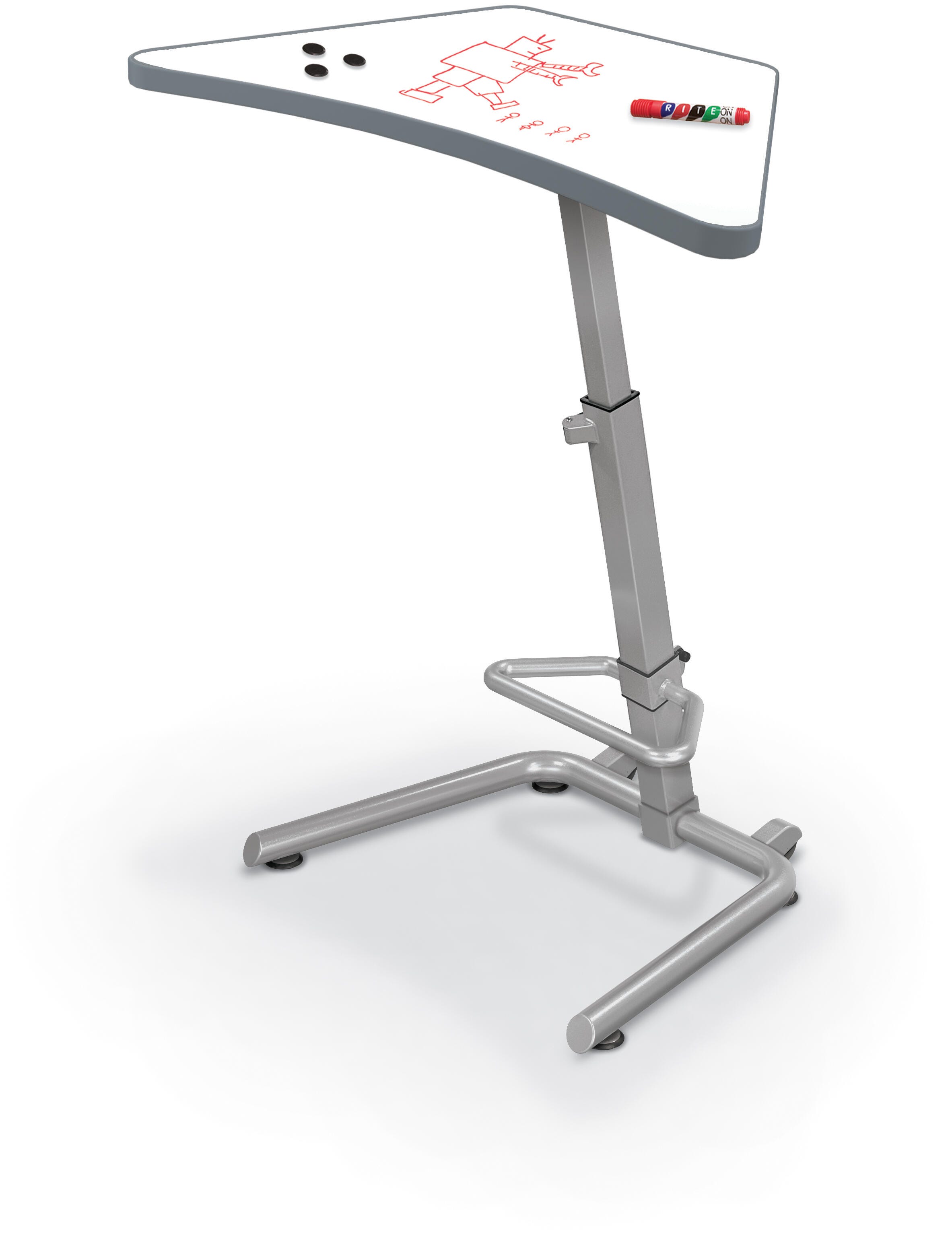 MooreCo Up-Rite Student Desk, Trapezoid Beam Porcelain Top