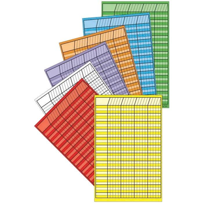 Creative Shapes Etc Small Vertical Incentive Chart Set, Assorted Color, Set of 12