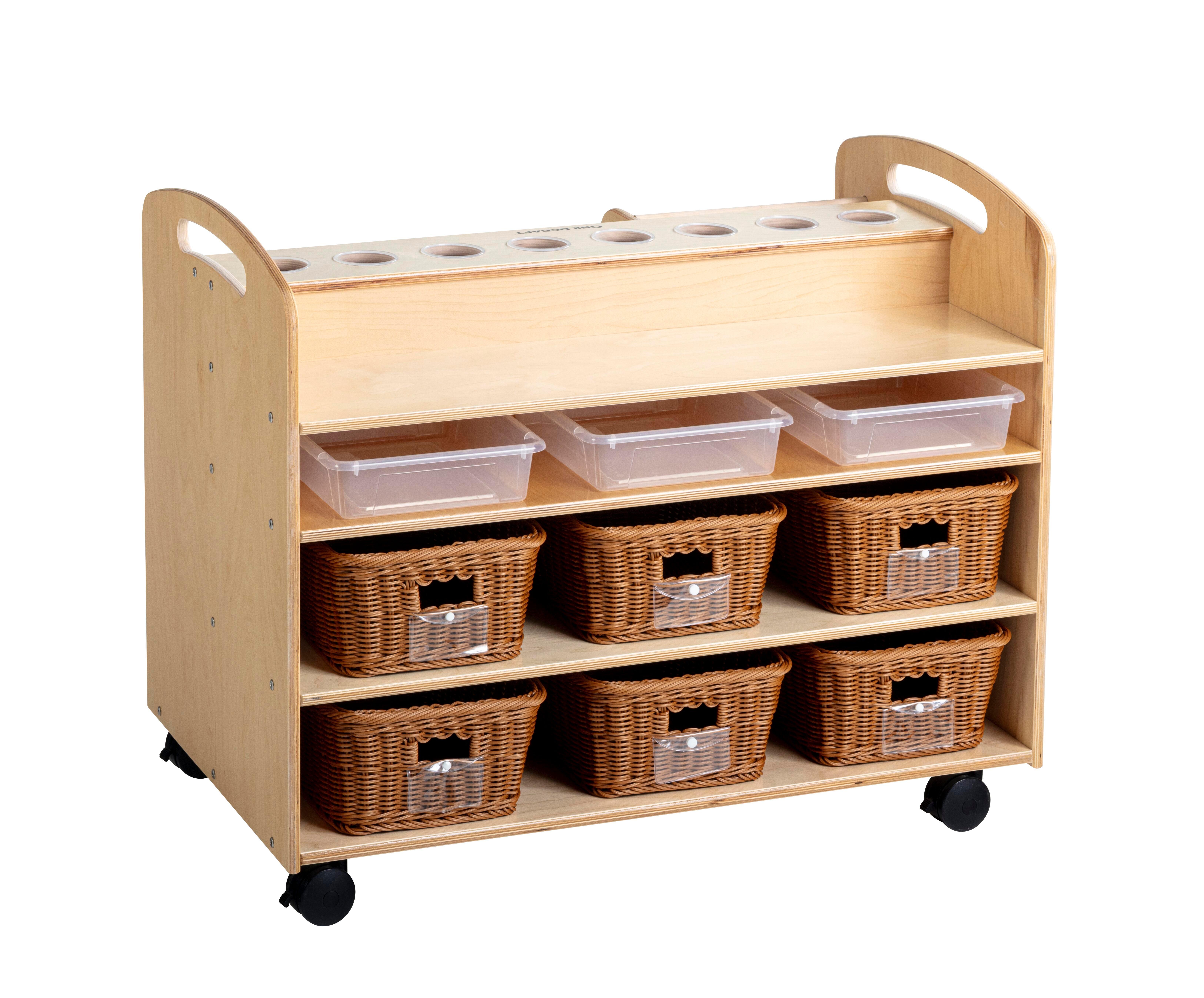 Childcraft Art Storage Trolley with Cups, Translucent Trays, and Baskets, 39 x 24 x 32 Inches 2155366