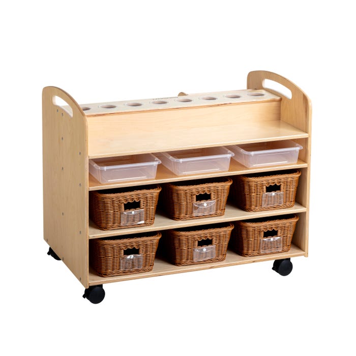 Childcraft Art Storage Trolley with Cups and Translucent Trays and Baskets and Translucent Bins, 39 x 24 x 32 Inches