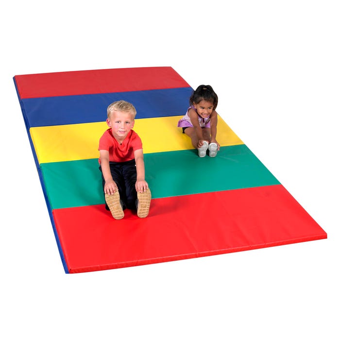 Children's Factory Feather-Lite Rainbow Panel Folding Mat, 5 x 10 Feet