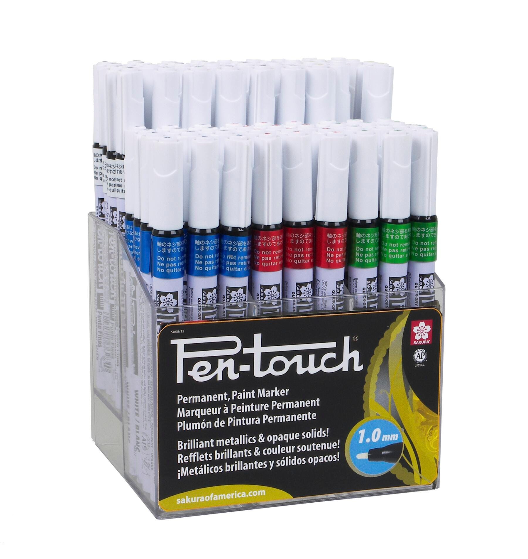 Sakura Pentouch Paint Markers, Fine Tip, Assorted Basic Colors, Set of 72 1537472