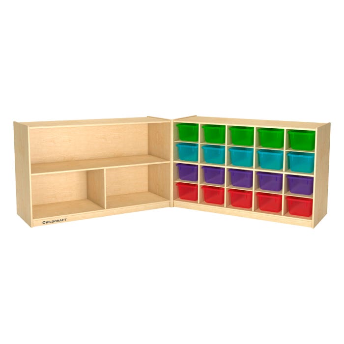 Childcraft Mobile Hide-Away Cabinet, 20 Translucent Color Trays, 47-3/4 x 28-1/2 x 30 Inches