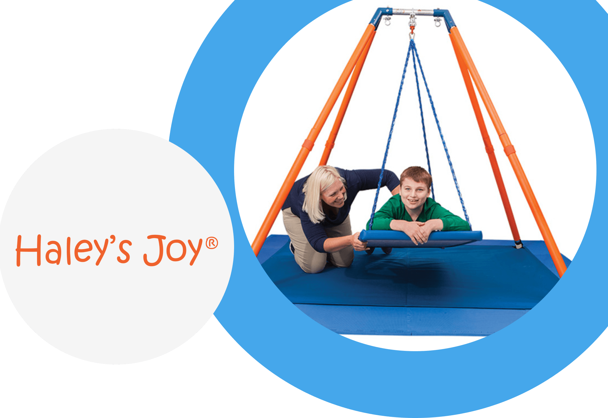 Haley's Joy Logo and Cartoon Child with Swing