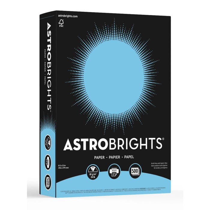 Astrobrights Premium Colored Paper, 8-1/2 x 11 Inches, 24 lbs, Lunar Blue, 500 Sheets