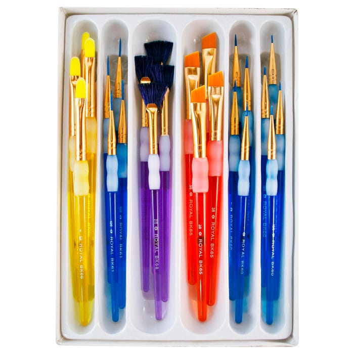 Royal & Langnickel Big Kid's Choice Value Brushes, Assorted Brush Types , Short Handle, Assorted Sizes, Set of 24