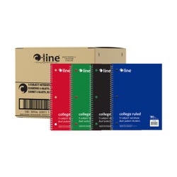 C-Line 5-Subject Wide Ruled Paper Notebook, 8-1/2 x 10-1/2 Inches, 180 Sheets, Assorted, Pack of 12