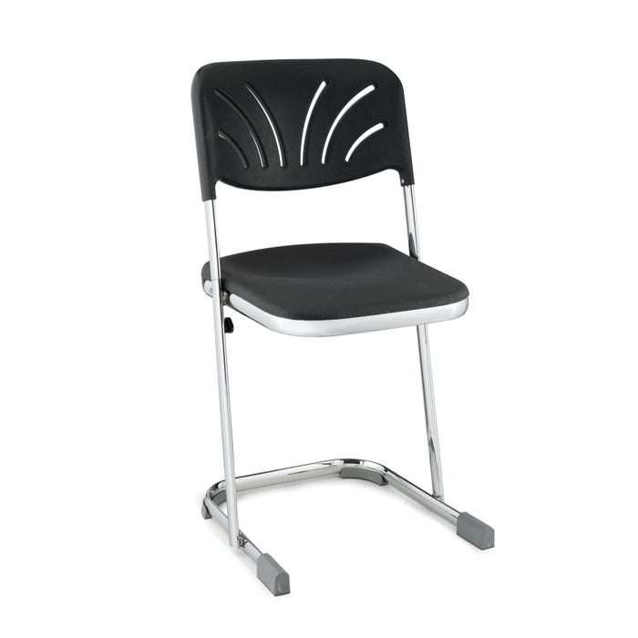 National Public Seating Elephant Z-Stool with Backrest, 18 Inch Seat Height, Black Seat and Chrome Frame