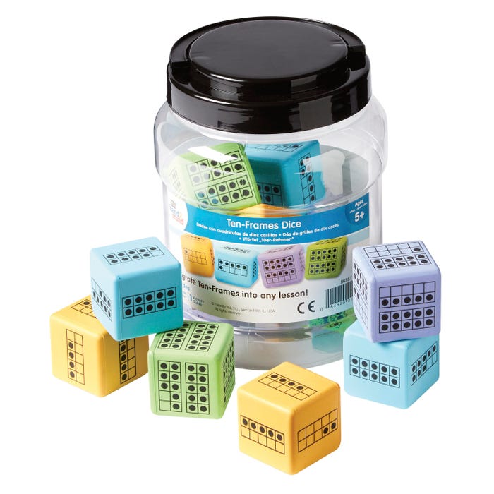 hand2mind Multiple Representation Ten-Frame Foam Dice, Grades K to 2