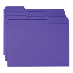 Smead Reinforced File Folders, Letter Size, 1/3 Cut Tabs, Purple, Pack of 100