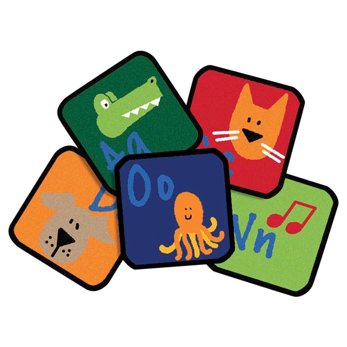Carpets for Kids KID$Value PLUS Learning Blocks Carpet Squares, 12 Inches, Set of 26