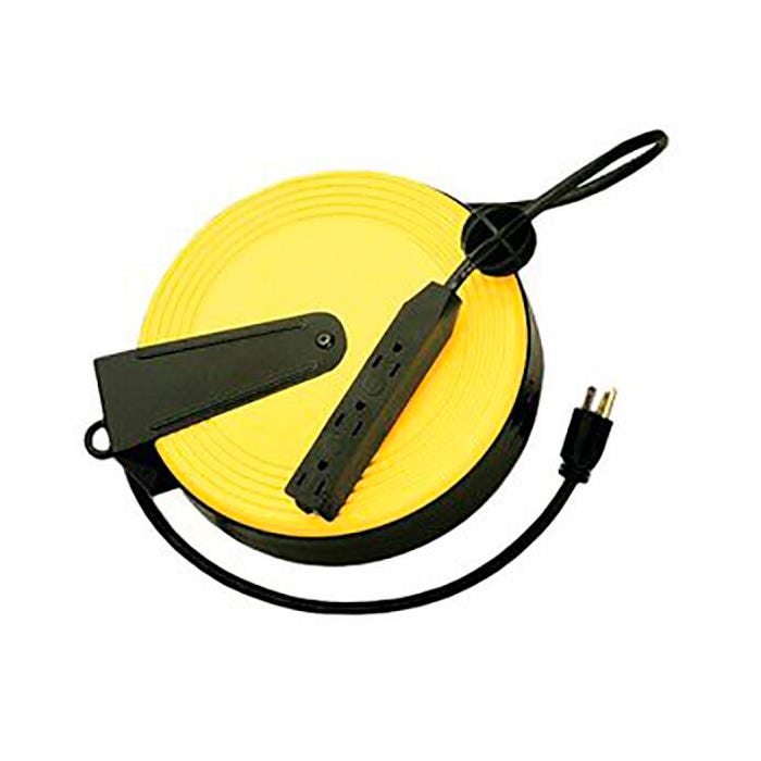 Bayco Three Outlet Extension Cord Reel, 30 Feet, 10 Amp, Black