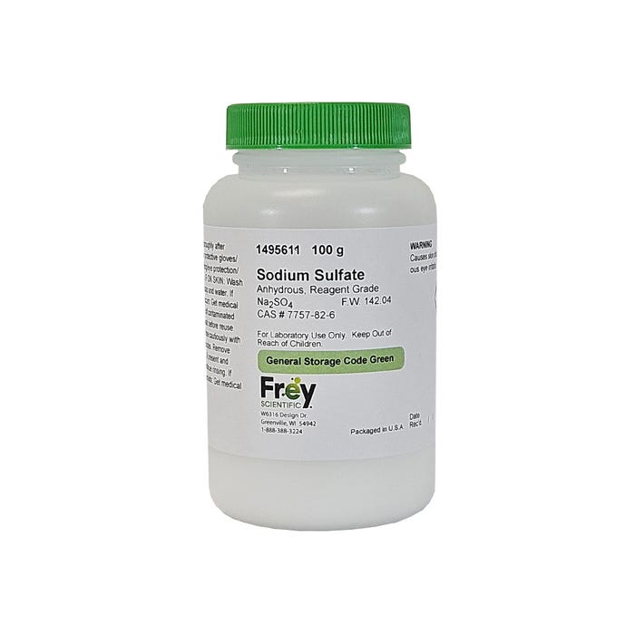 Frey Scientific Sodium Sulfate, White Powder, Reagent Grade, 100 Grams