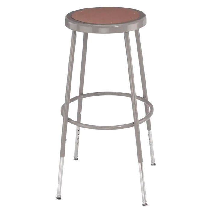 National Public Seating Height Adjustable Heavy Duty Steel Stool, 25- to 33-Inch Seat Height, Gray