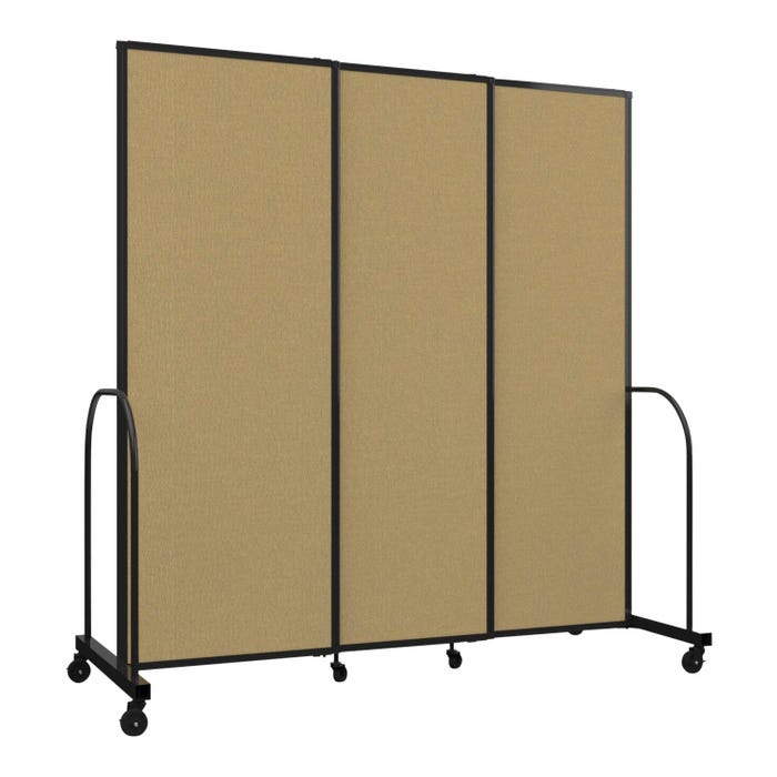 Screenflex Freestanding Sliding Room Divider, 3 Panels, 7-1/6 Feet, Black Trim