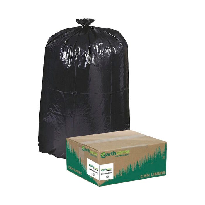 Webster Industries Heavy-Duty Recycled Can Liners, 55 to 60 Gallon, Black, Pack of 100