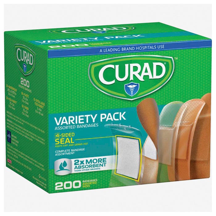 Curad 4-sided Seal Bandages, Variety Pack of 200